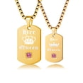thumbnail image 1 of Uloveido 2 pcs Lesbian Pride Necklaces Set for Men and Women - Dog Tag Gold Stainless Steel Pendant Her Queen SN128, 1 of 7