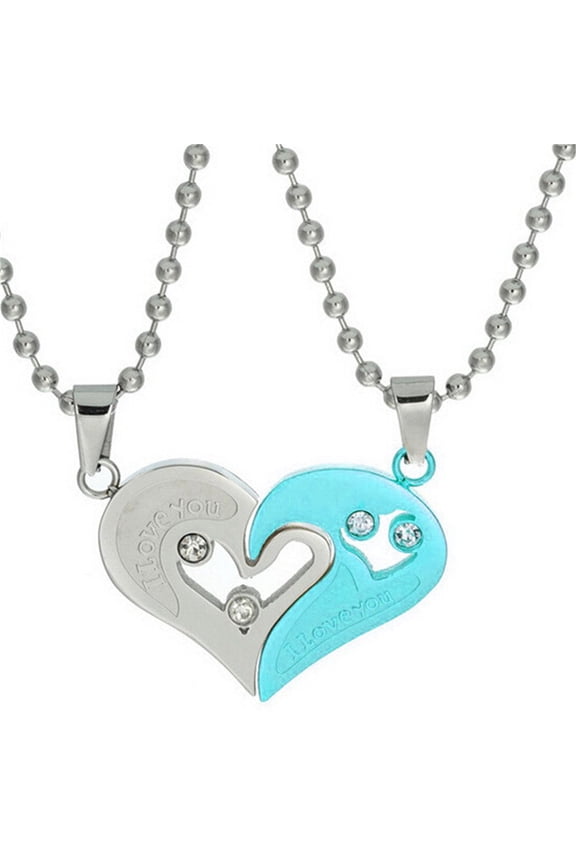 2pcs His or Her Couple Stainless Steel Pendant Necklace Lover's Necklace Fashion Jewelry Stores, Gifts for Dad (Green) SN102
