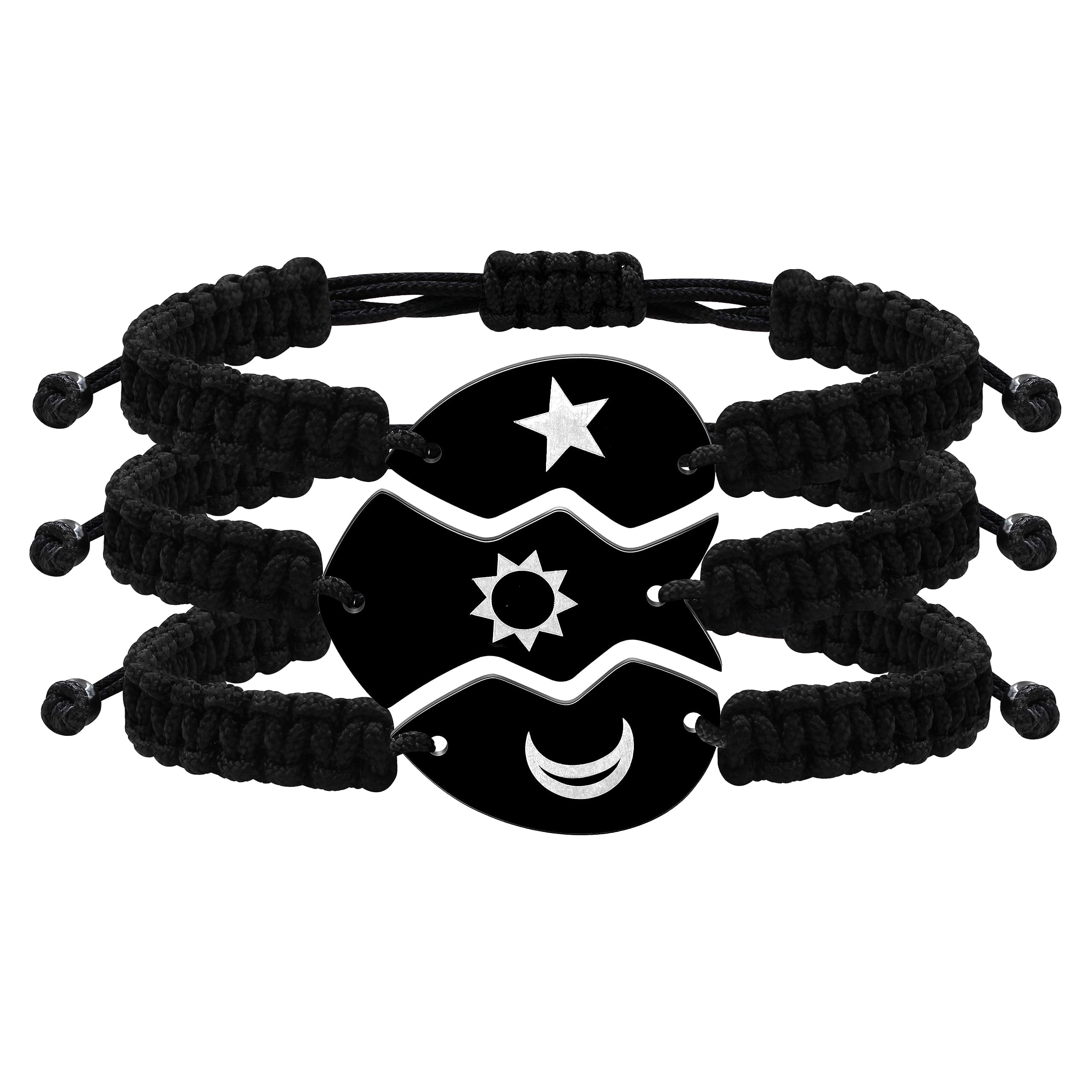 Uloveido 3PCS Moon Sun Star Friendship Bracelets, Stainless Steel