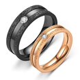 thumbnail image 1 of Uloveido 4mm 6mm Stainless Steel Wedding Couple Bands Rings Men Women Matte Finished Engagement Band Rings for Him Y995 (Men, Size 8), 1 of 8