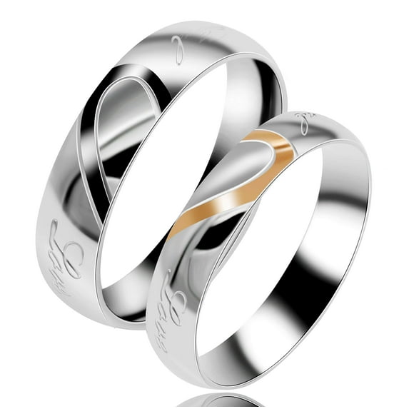 Uloveido 5mm Stainless Love Heart Wedding Band for Men, Couples Engagement Rings Set Valentines Gifts for Boyfriend (men, Size 13)