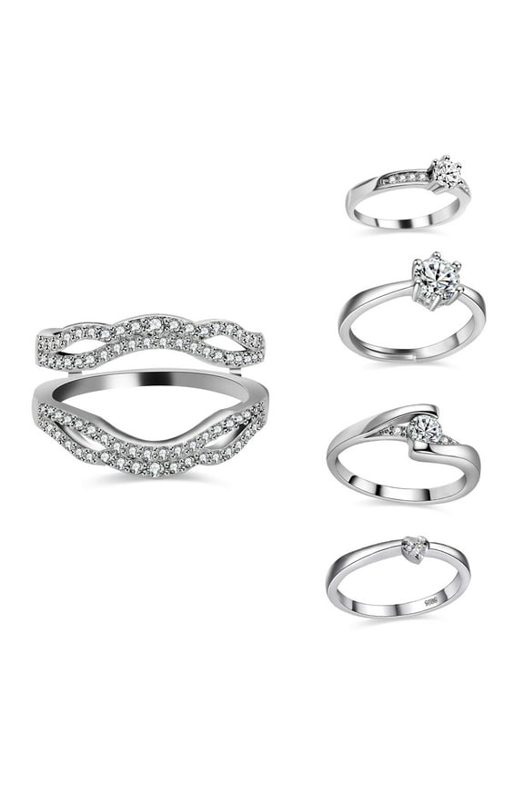 5pcs Wedding Engagement Rings for Women Anniversary Promise Ring Bridal Sets Infinity Band Guard Enhancer (size 9) Y450