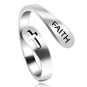Uloveido Adjustable 925 Sterling Silver Cross Faith Ring for Women and Men, Christian Finger Open Rings, Religion Jewelry Y531