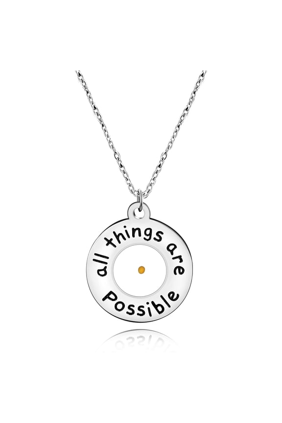 All Things Are Possible Mustard Seed Necklace Round Pendant Inspirational Y968