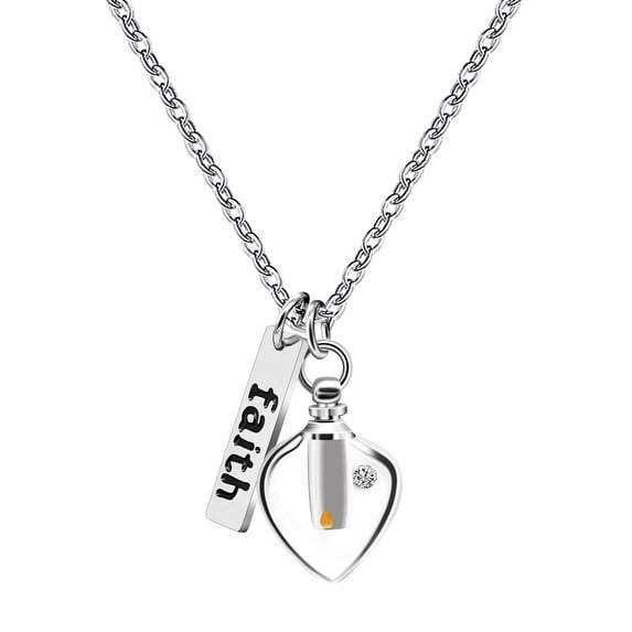 Uloveido Amulet of Faith Mustard Seed Christian Pendant Necklace, Stainless Steel, Leaf Shape Openable Bottle Case Y756-3