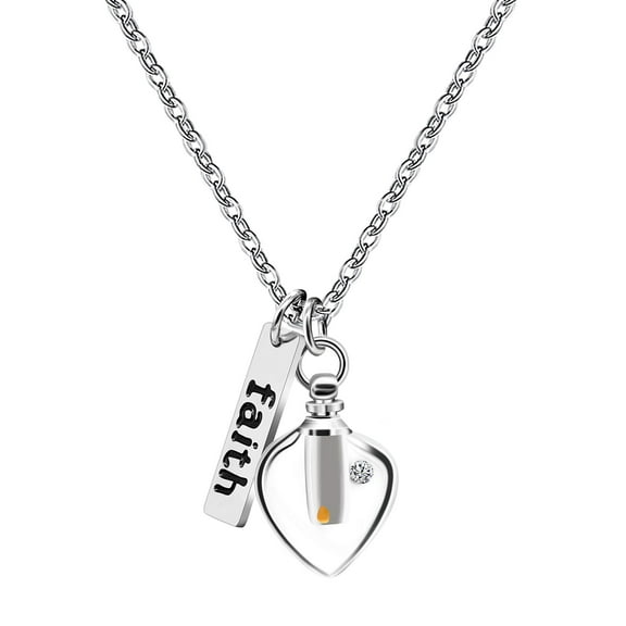 Uloveido Amulet of Faith Mustard Seed Christian Pendant Necklace, Stainless Steel, Leaf Shape Openable Bottle Case Y756-3