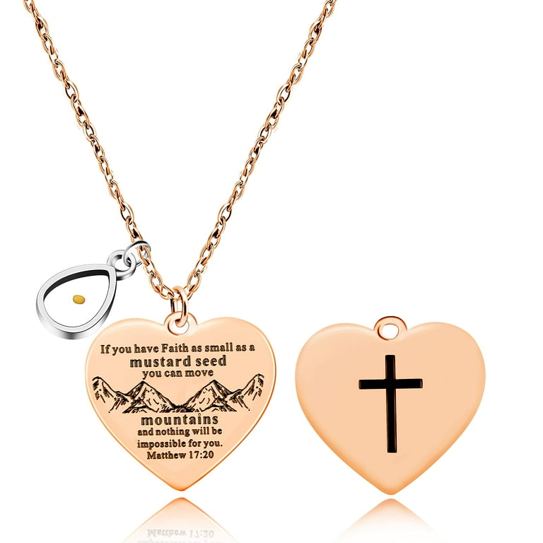 Uloveido Bible Verse Cross Necklace Double Side Heart Pendant - Main Image