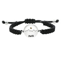 Uloveido Black Braided Bracelets with Round Mountain Mustard Seed Charm, Inspirational Faith Bracelet Adjustable for Men (Black)