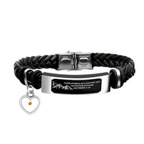 Uloveido Braided Leather Bracelet for Men, Stainless Steel Bar Engraved Faith Small AS A Mustard Seed Can Move Mountains Matthews 19:20