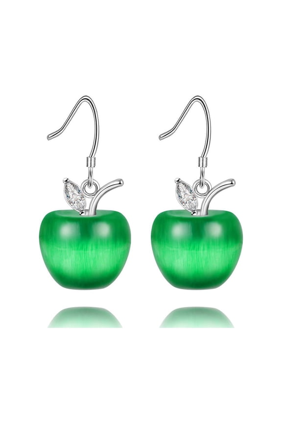 Candy Green Apple Drop Earrings with Created Opal Jewelry for Women Birthday Gift Teacher's Day Gift YL007