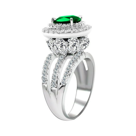 Uloveido Charm Jewelery Wedding Band Engagement Green Crystal CZ Cocktail Ring for Women Suqare Created Emerald RJ213 (Size 7)