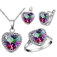 thumbnail image 1 of Uloveido Colorful Dangle Earrings Ring and Necklace Jewelry Set, Wedding Party Jewelry Accessories for Women T481, 1 of 7