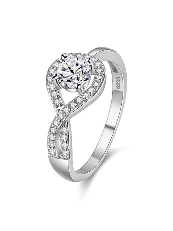 Dainty Swirl Infinity Ring Wedding Engagement Rings for Women Bridesmaid Girlfriend(Size 8) WX022