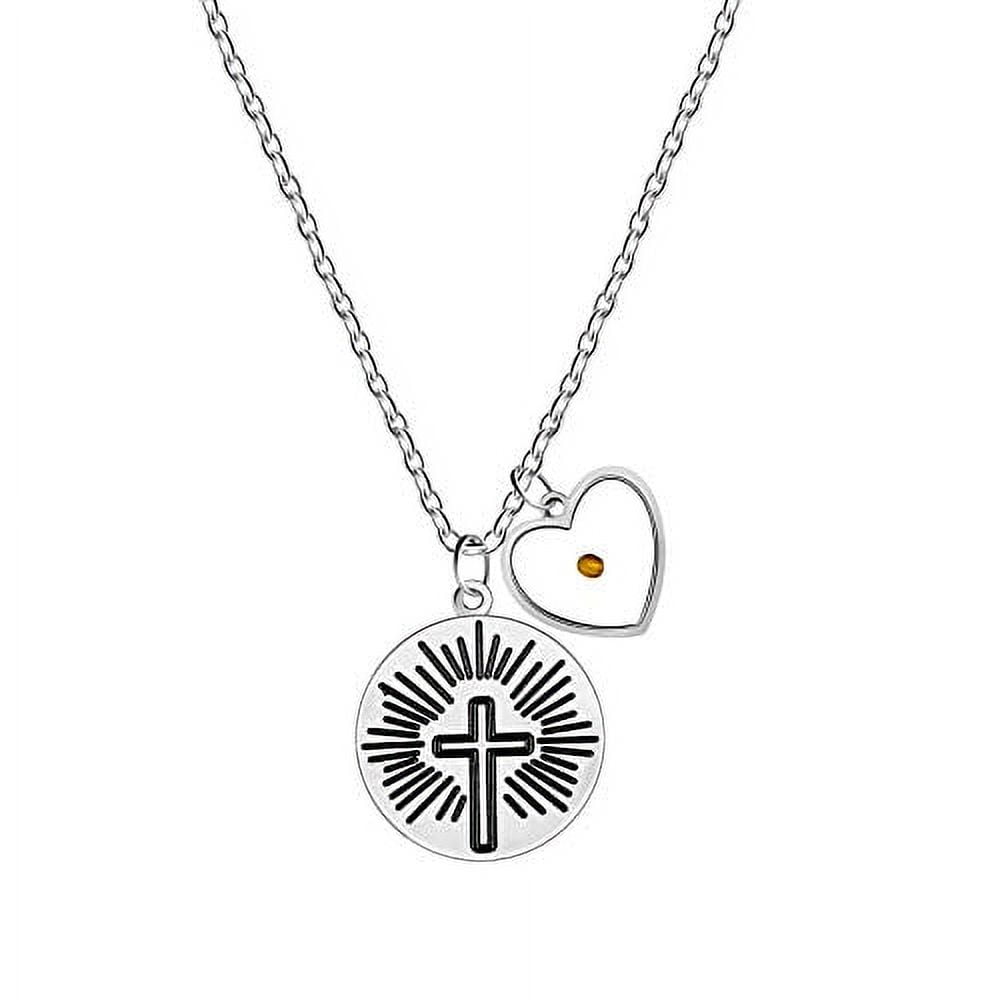 Two-piece steel pendant - cross in heart, love inscriptions, zircon