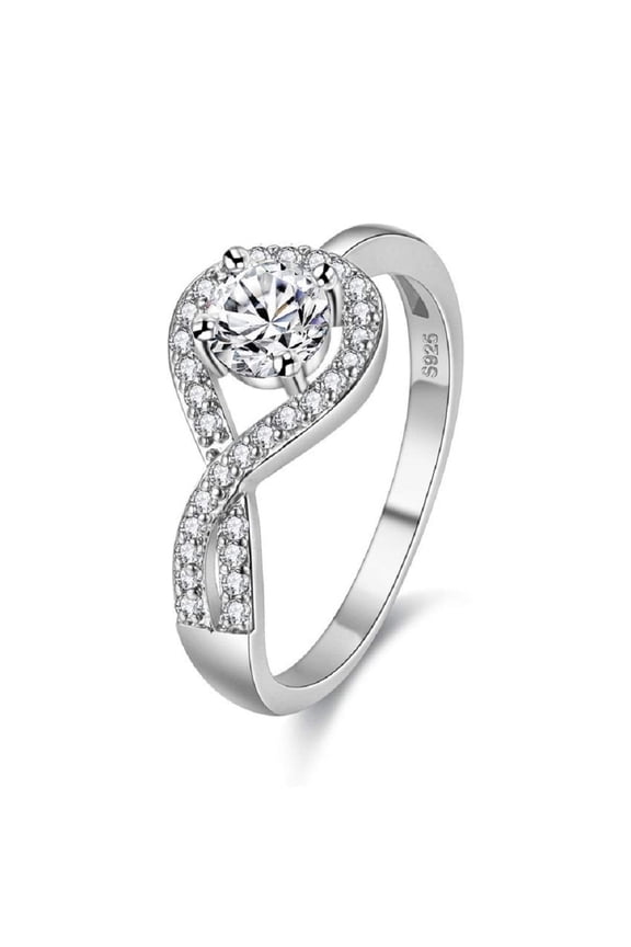 Fashion Waterdrop Design Hollow Swirl Infinity Ring White Gold Plated Tear Drop Promise Rings Wedding Party Jewelry (Size 7) WX022