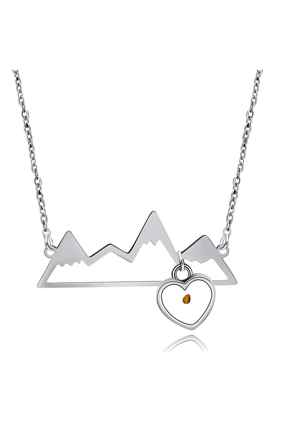 Geometric Mountain Necklace for Women, Mountains and Outdoor Lovers Gifts, Mountain Range Necklace Mountain Jewelry, Nature Necklace Y634 (White)