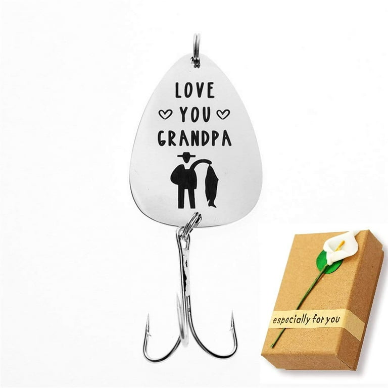 Uloveido Gift for Grandpa from Grandkids, Fishing Hook Gift for Dad Grandpa  Fishing Lure Hook with Sweet Words Love You Grandpa G1001