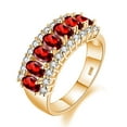 thumbnail image 1 of Uloveido Girl's Gold Plated Oval Cut Red CZ Crystal Graduation Ring, Rhinestone Wedding Band for Women Girl J501 (Red, Size 9), 1 of 7