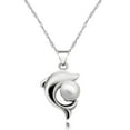 thumbnail image 1 of Uloveido Cute White Dolphin Pendant Necklace for Women Silver Color Created Pearl Necklace for Mom Girlfriend Birthday Jewelry Gift N1076, 1 of 7