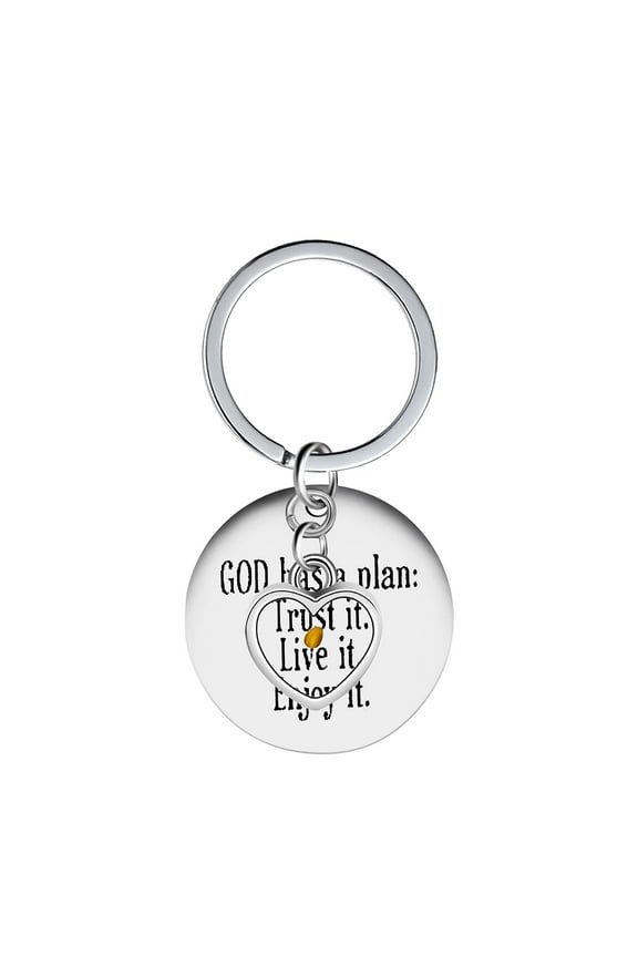 God Has A Plan Religious Faith Keychain Mustard Seed Heart Pendant Inspirational Christian Gift for Women Men Y669-Heart