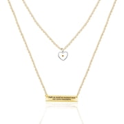 Uloveido Gold Color Stainless Steel Layered Faith Pendant Long Necklace with Heart Mustard Seed, 2 Layer Choker Necklace Chain Pendant Encouragement Jewelry Gift for Women Y1251
