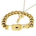 thumbnail image 1 of Uloveido Gold Plated Stainless Steel Lock Bracelet and Key Pendant Necklace Couples Jewelry Set for Women and Men Y808 (Gold), 1 of 7