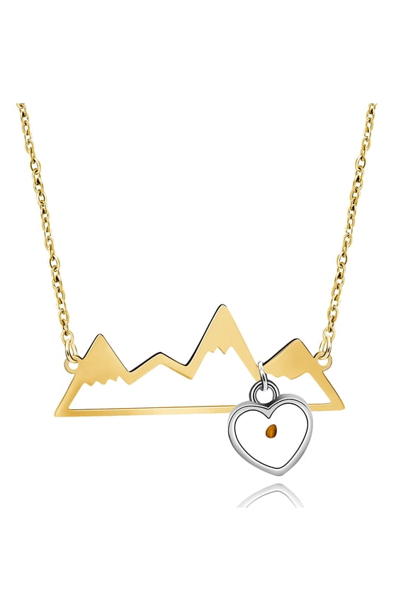 Gold Plated Stainless Steel Snow Caps Mountain Heart Range Necklace Gift for Women Hikers Outdoor Lovers Y634 (Gold)
