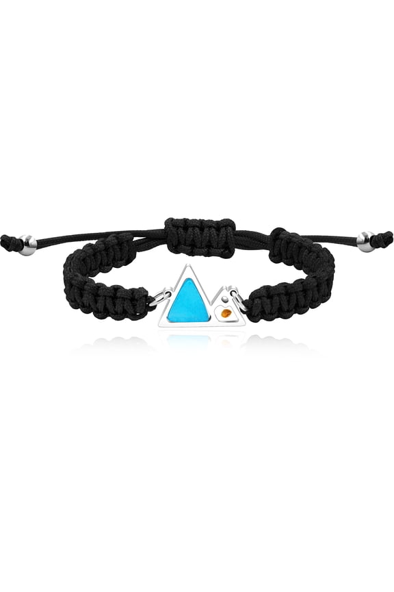 Handmade Religious Braided Rope Bracelets with Blue Triangle Mountain Mustard Seed Charm Unisex Mountain Bracelet Y2940