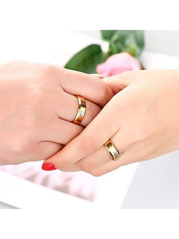 Her King Ring Gold Color Stainless Steel Matching Promise Wedding Engagement Band for Boyfriend, 1 Piece Size 10