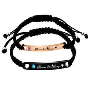 Uloveido His and Hers Matching Set Titanium Stainless Steel ID Plate Handmade Braided Rope Bracelets for Couples (Forever & Always)
