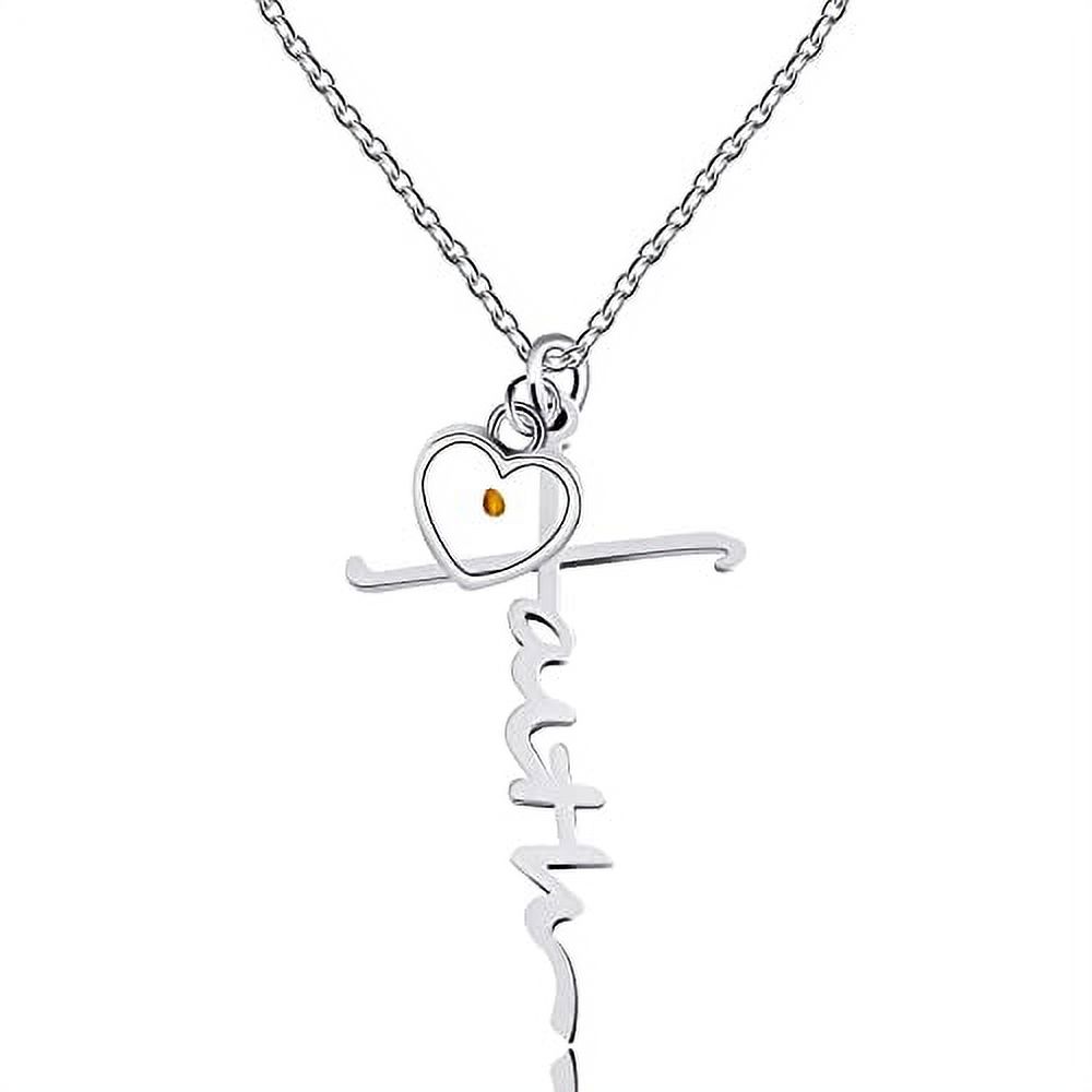 Uloveido Initial Faith Cross Necklace with Real Mustard Seed Heart