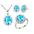 thumbnail image 1 of Uloveido Light Blue Cubic Zirconia Wedding Jewelry Set Necklace Earrings and Engagement Ring Size 6 for Women T466, 1 of 6