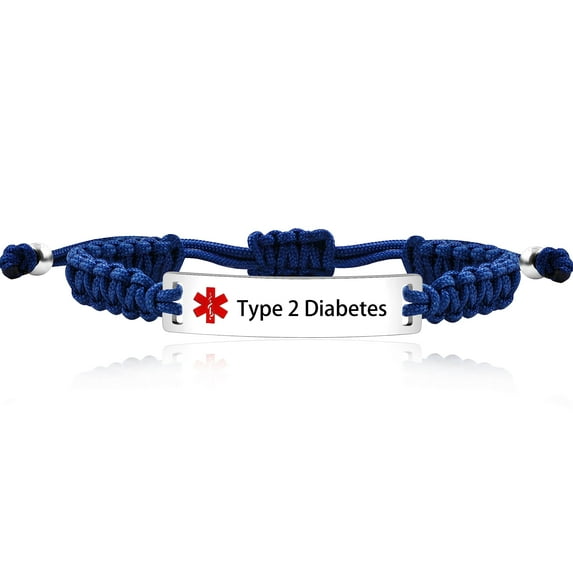 Uloveido Medical Alert ID Bracelet Laser Engraved Adjustable Wristband for Men Women Emergency First Aid, Handmade String Braided Health Alert Engraved Bracelet Y3944