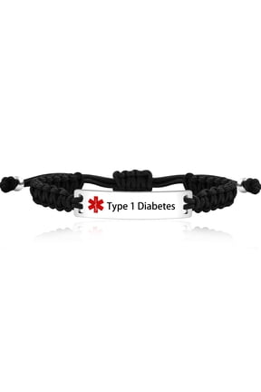 Medical Alert ID Bracelet Laser Engraved Adjustable Wristband for Men Women Emergency First Aid, Handmade String Braided Health Alert Engraved Bracelet Y3944