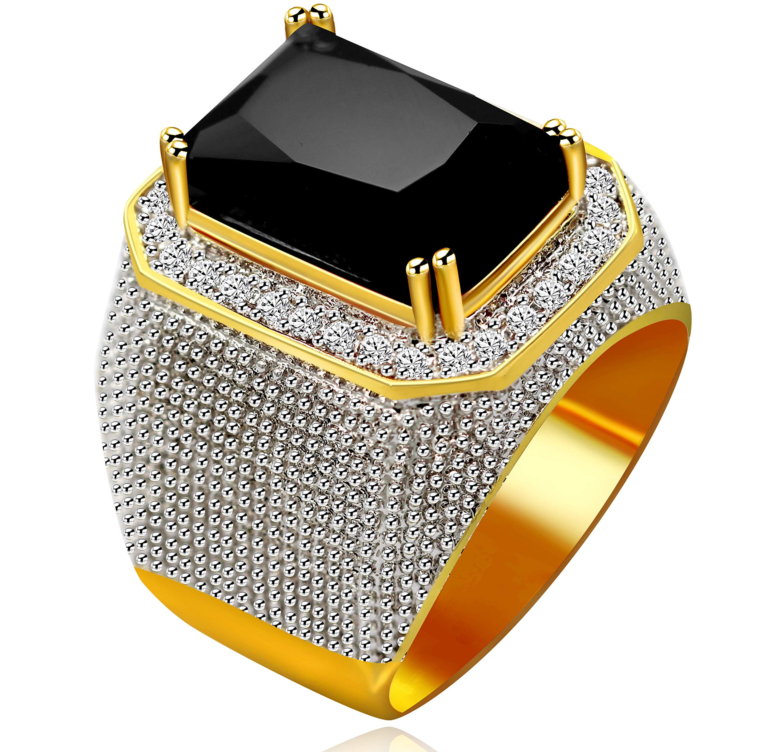 Uloveido Men s Large Rectangle Simulated Black Onyx Hip Hop Ring Gold Plated Crystal Wide Wedding Engaement Band Rings Man RA408 Black Siz 10 2f6b69c4 f86e 4d01 b903 179943539843.7e42ba04468da139593d88828ba5ac2e