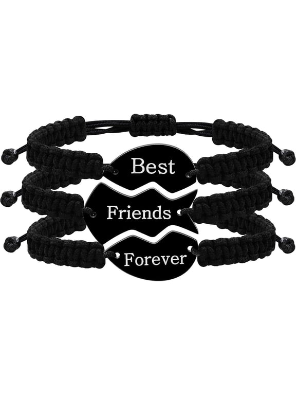 3 Pieces Puzzle Matching Heart Bracelets Relationship Gifts - Best Friends Forever Besties 1/2/3 Friendship Bracelet for Him and Her