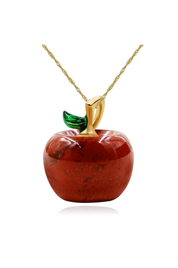 Natural Red Stone Cute Apple Necklace Red Apple Pendant Fruit Necklace Back to School Teacher Appreciation Gifts Y4029
