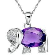 Uloveido Purple CZ Zircon Animal Necklaces for Women Lucky Elephant Shaped Jewelry for Women Anniversary Gifts (Purple) N1154