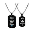 thumbnail image 1 of Uloveido His Queen and Her King Black Titanium Couples Pendant Necklaces with Crown Tag - His and Hers Matching Wedding Jewelry Sets for Boyfriend Girlfriend SN115 (Black Pairs), 1 of 6