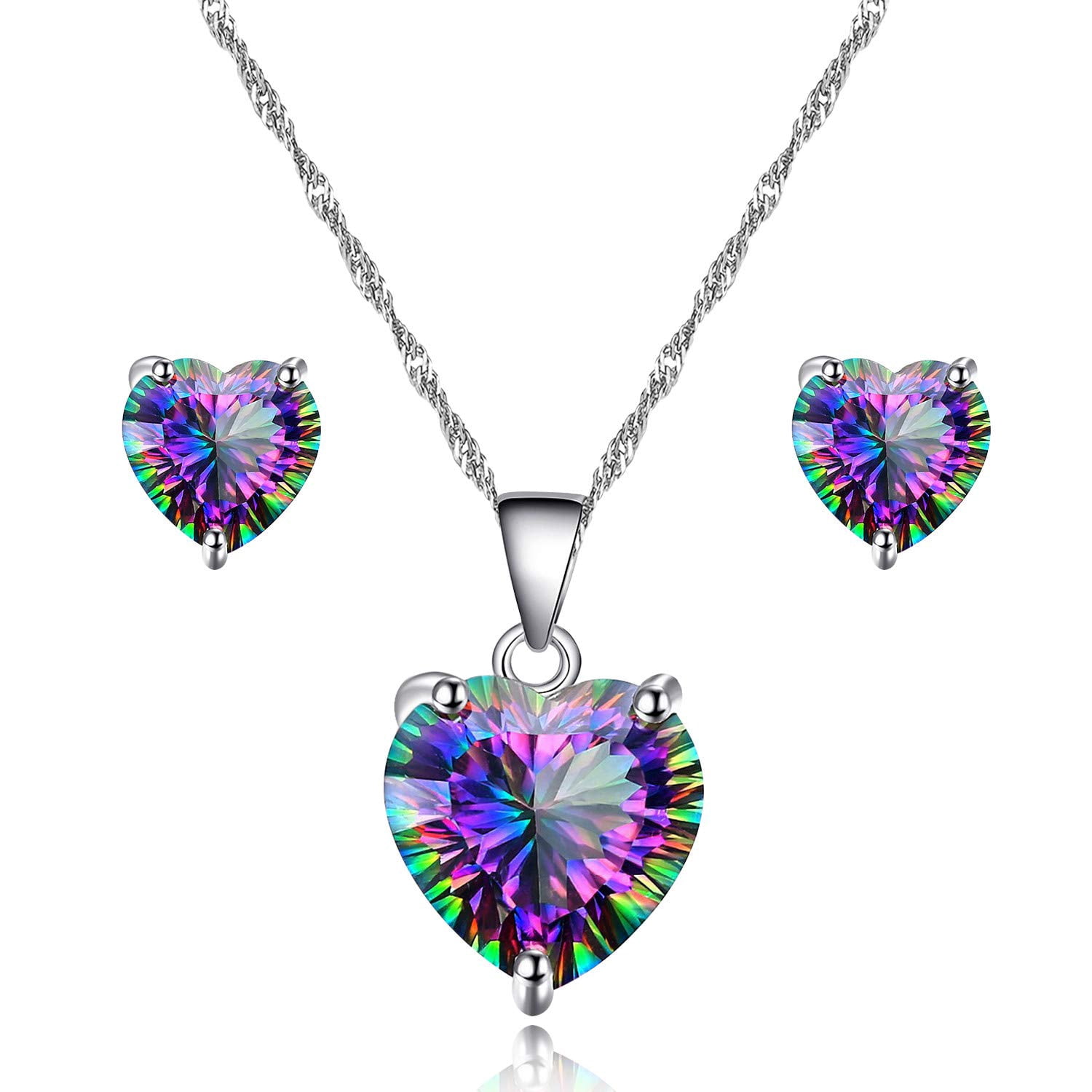 Uloveido Orecchini A Cuore In Zirconia Cubica Rossa E Blu – Placcati Oro Rosa, Leva Indietro, Moda Donna