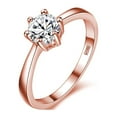thumbnail image 1 of Uloveido Round CZ 6 Prong Classic Solitaire Wedding Engagement Ring ,6mm Simulated Diamond Rings Rose Gold Plated J002 (Female, Size 9), 1 of 7