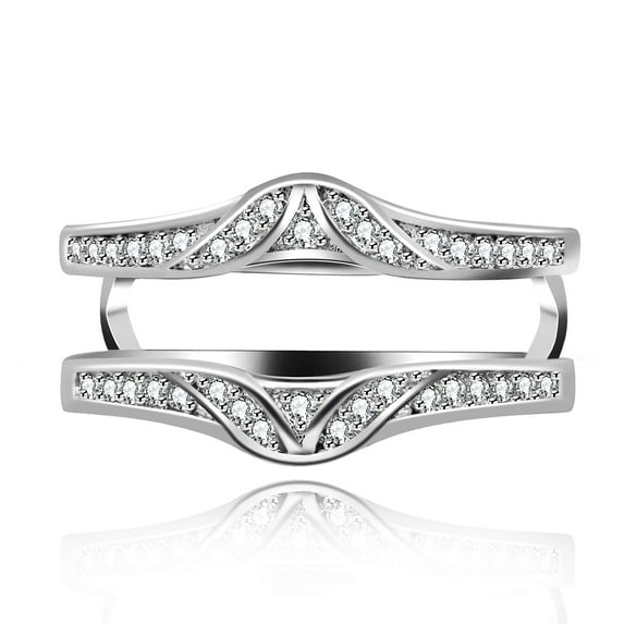 Uloveido Round CZ Anniversary Rings Enhancers for Wedding Promsie Ring Enhancer for Women Engagement Rings White Gold Plated Size 7 Y475
