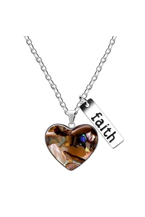 Sea Shell/Abalone Shell Pendant Heart Necklace with Mustard Seed Charms Faith Inspirational Jewelry for Women Y962 (Shell)
