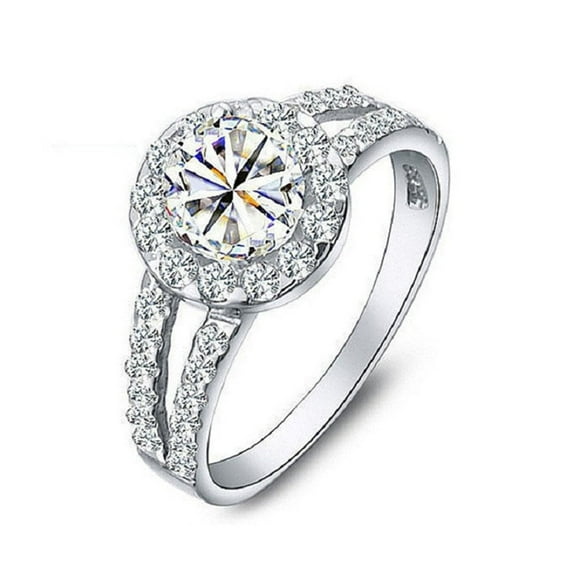 Uloveido Serend White Gold Plated Ropund Cubic Zirconia Solitaire Wedding Engagement Rings J510 (White,size 8)