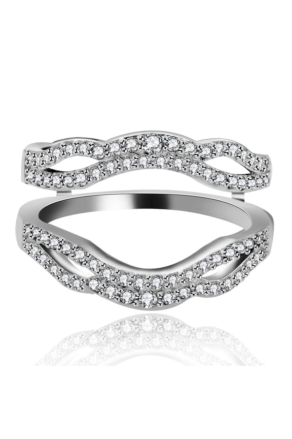 Silver Color Created Diamond Rings Enhancer for Women, Infinity Wedding Engagement Anniversary Enhancer Ring Platinum Plated for Women Girls (Size 6) Y449