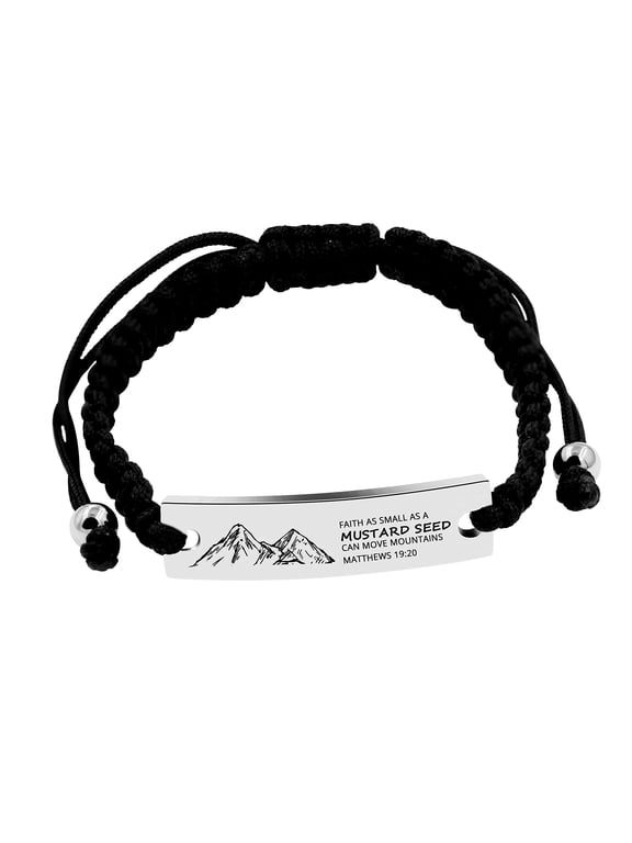 Stainless Steel Bible Verse Quote Braided Bracelet Bangle Mustard Seed Can Move Mountains Jewelry Gifts Y969