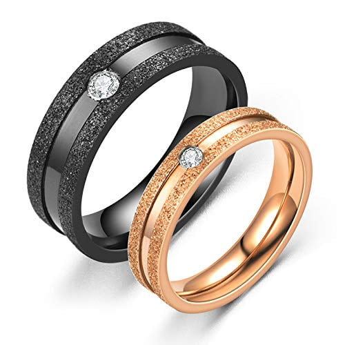 Uloveido Stainless Steel Black Wedding Bands Engagement Rings for