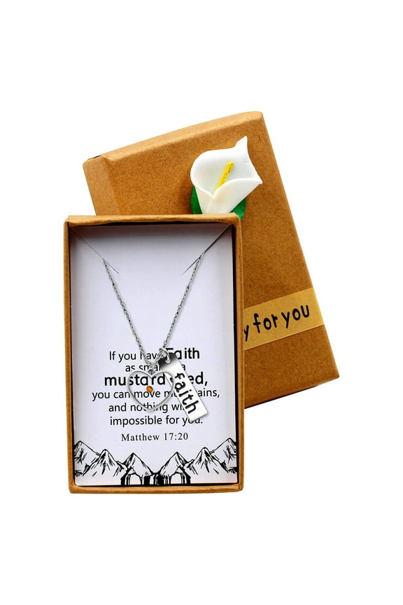 Stainless Steel Faith Mustard Seed Pendant Necklace Charms Christian Necklaces Packed with Gift Box Y1030 (Heart)