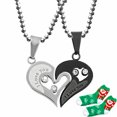 thumbnail image 1 of Uloveido Stainless Steel Mens Womens Couple Pendant Necklace Love Heart CZ Puzzle Matching Fashion Jewelry Stores (Black) SN102, 1 of 9