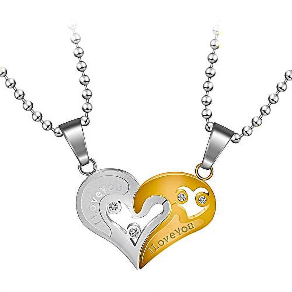 Men Women's 2 PCS Stainless Steel Magnetic Pendant Necklace Heart Love –  Innovato Design